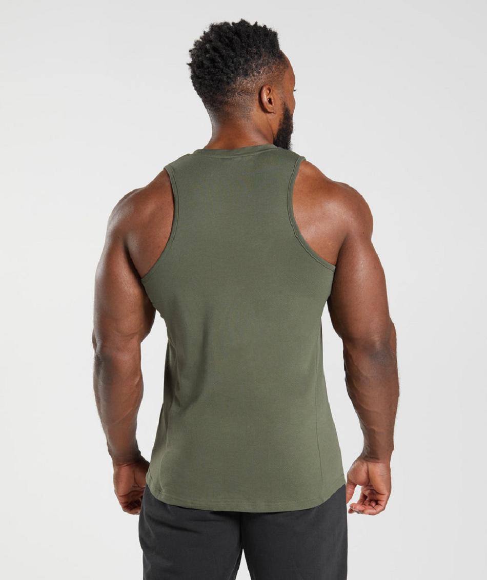 Camiseta Tirantes Gymshark React Hombre Verde Oliva | CO 3162OKI